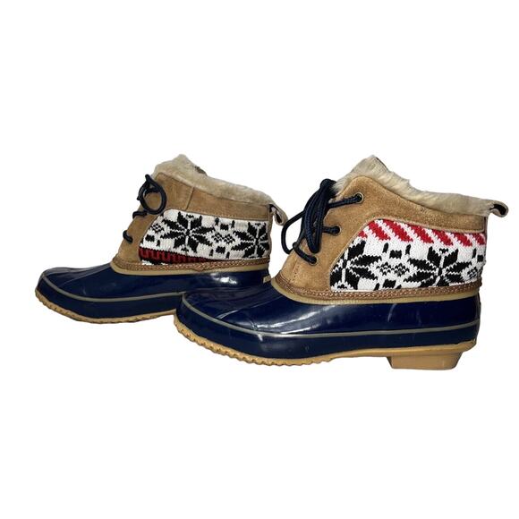 Khombu Women's Jazzy Snow Winter Duck Boots Size 7M Leather Sweater Steel Shank - Picture 4 of 9